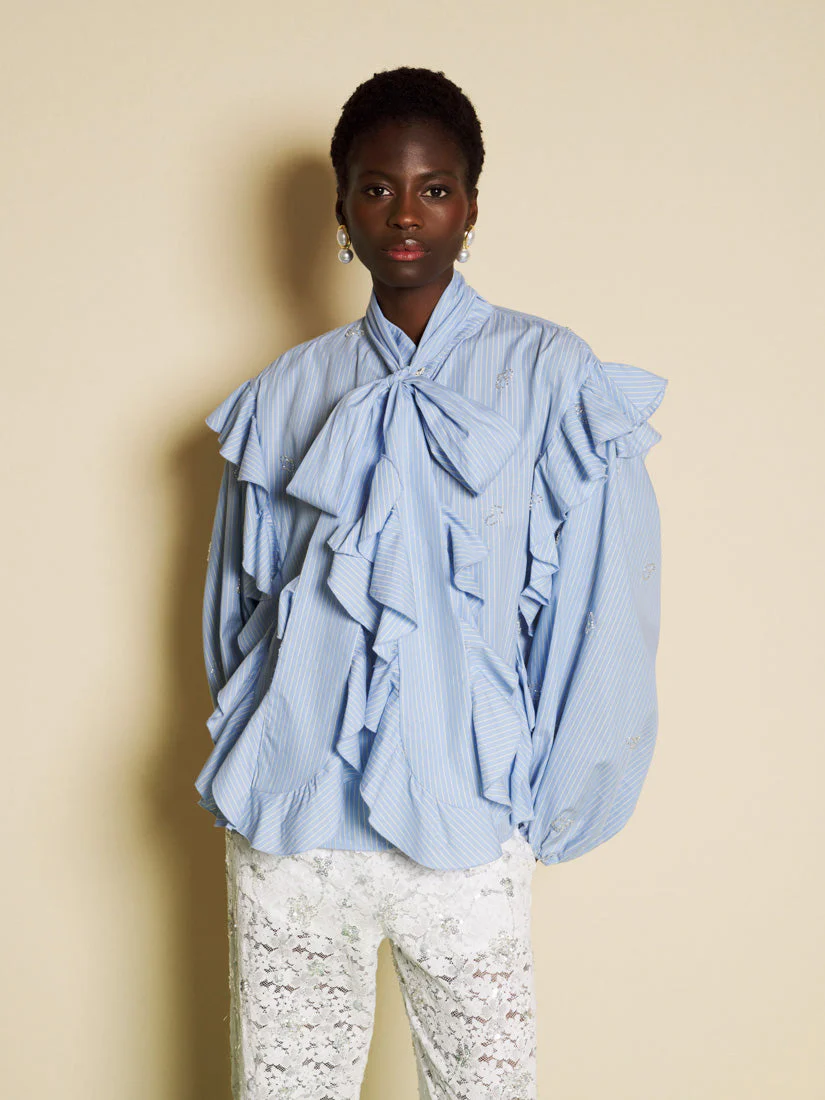 <b>DREAM</b> Fresco Stripe Bow Blouse