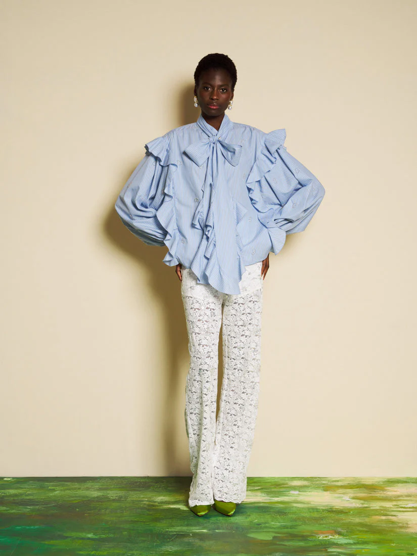 <b>DREAM</b> Fresco Stripe Bow Blouse - Image 4