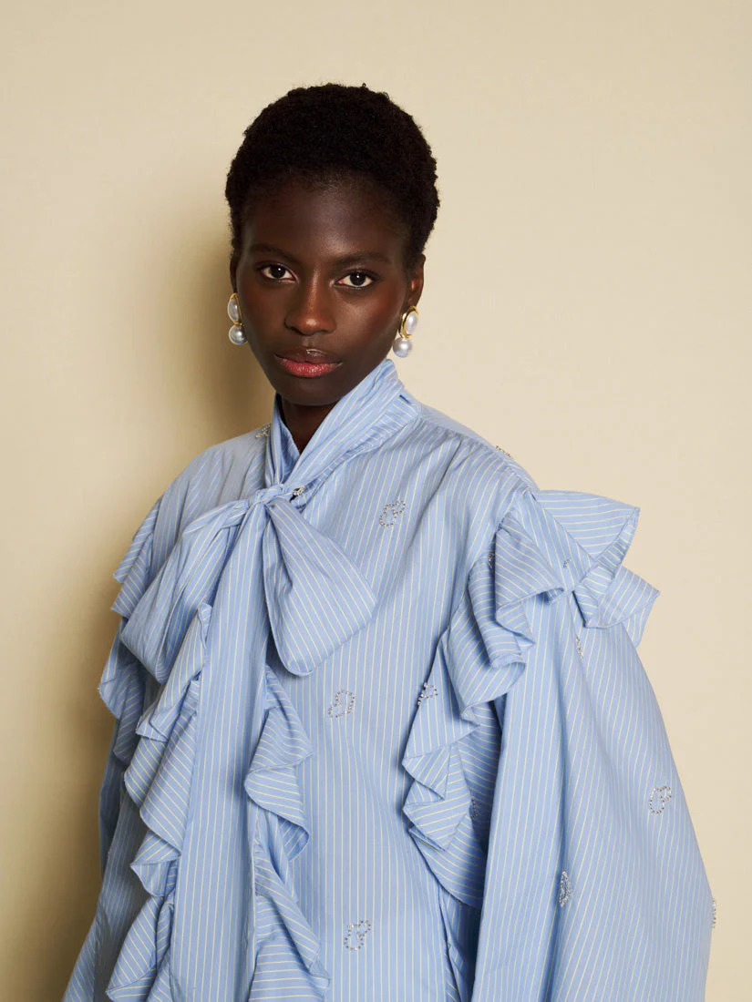 <b>DREAM</b> Fresco Stripe Bow Blouse - Image 5