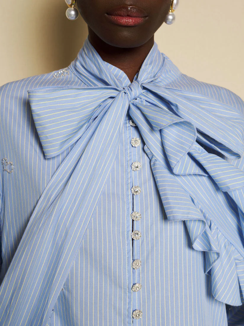 <b>DREAM</b> Fresco Stripe Bow Blouse - Image 6