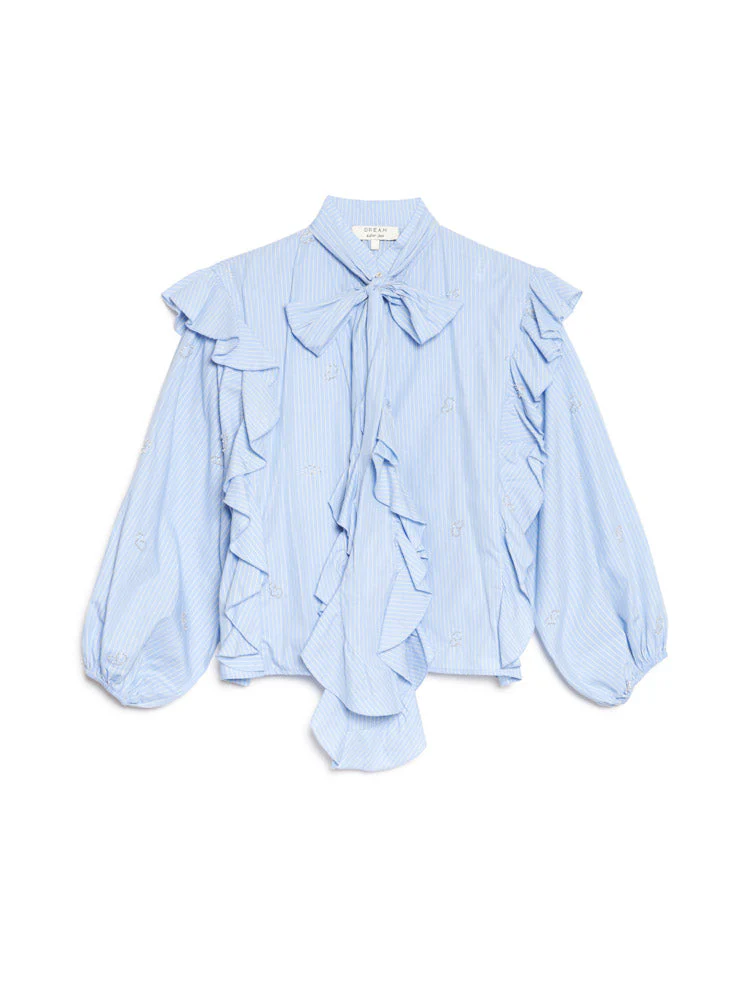 <b>DREAM</b> Fresco Stripe Bow Blouse - Image 8