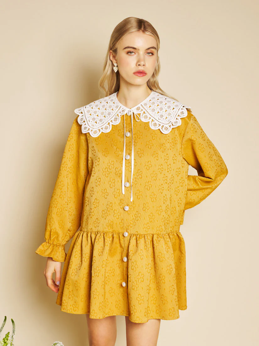 Jaune Jacquard Mini Dress
