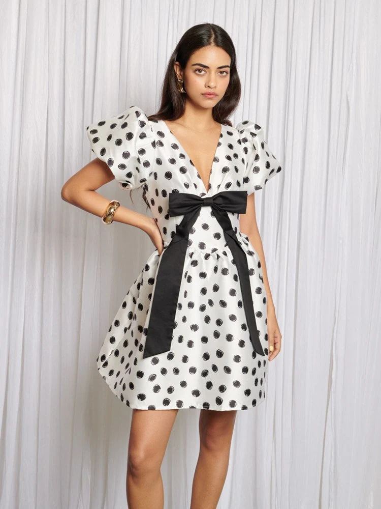 Memories Spot Bow Mini Dress