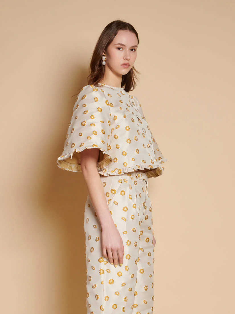 Mora Jacquard Ruffle Top - Image 2
