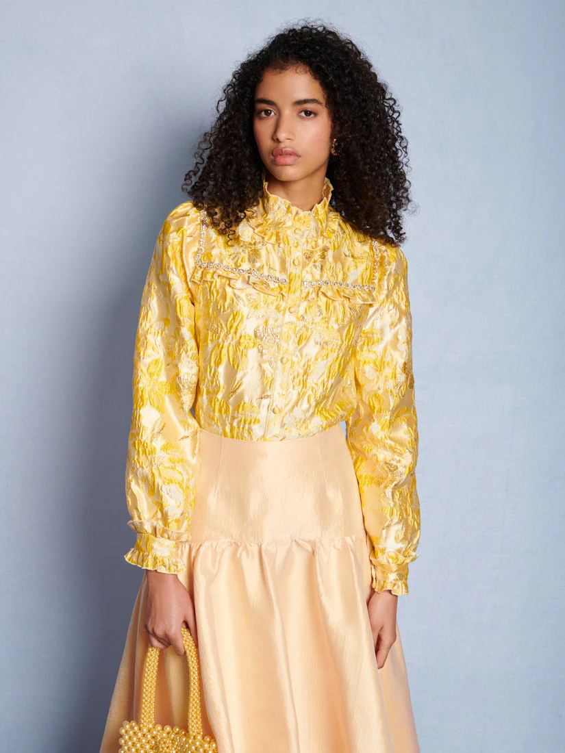 <b>DREAM</b> Ochre Jacquard Blouse