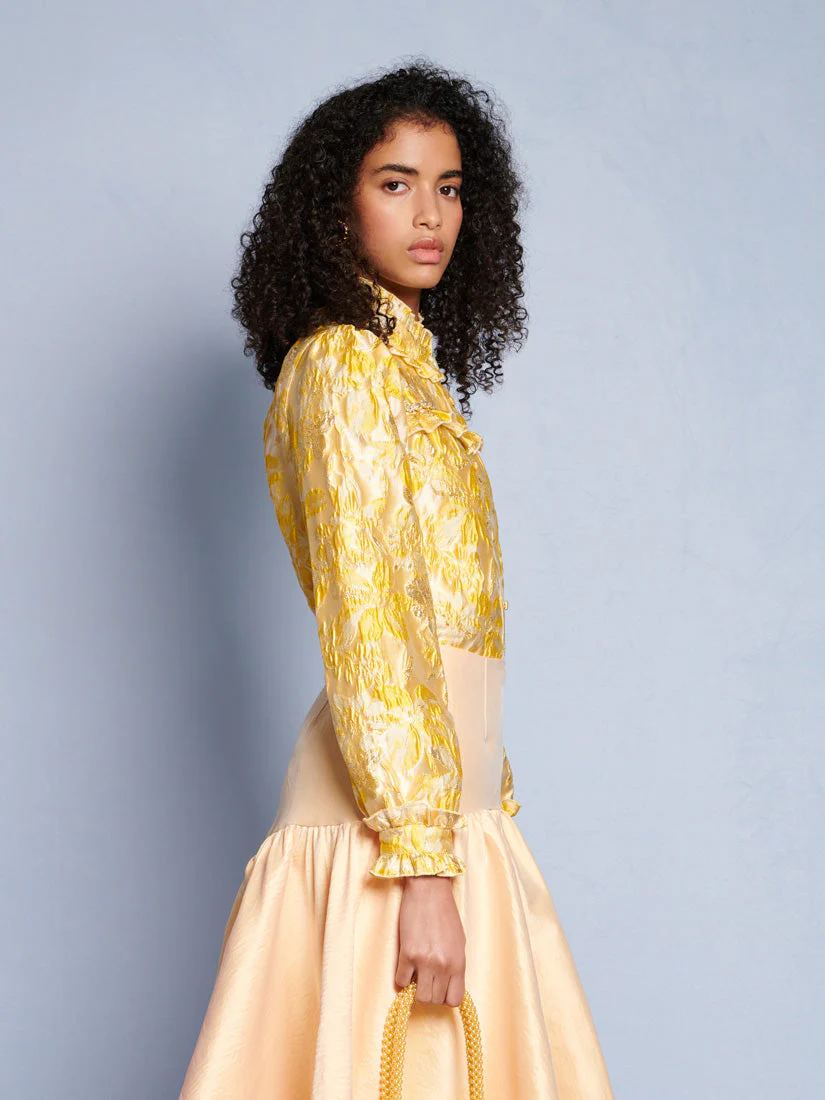 <b>DREAM</b> Ochre Jacquard Blouse - Image 2