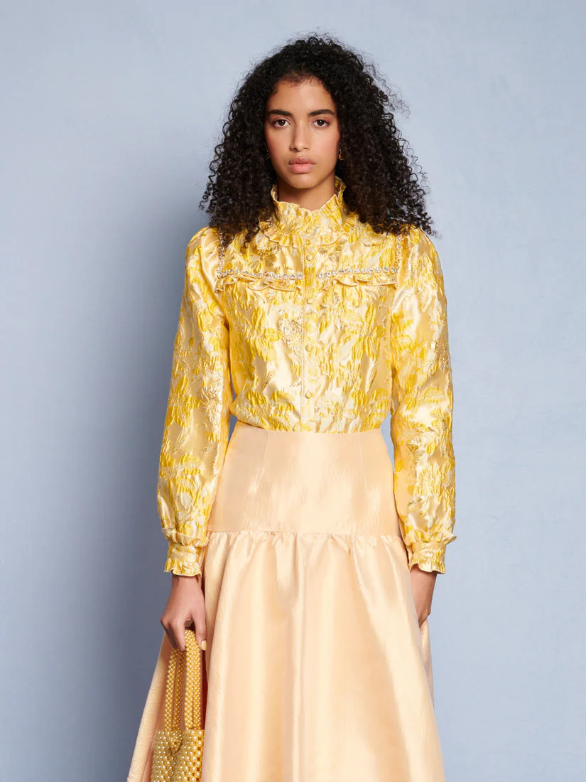 <b>DREAM</b> Ochre Jacquard Blouse - Image 4