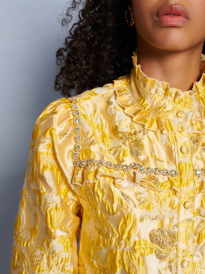 <b>DREAM</b> Ochre Jacquard Blouse - Image 6
