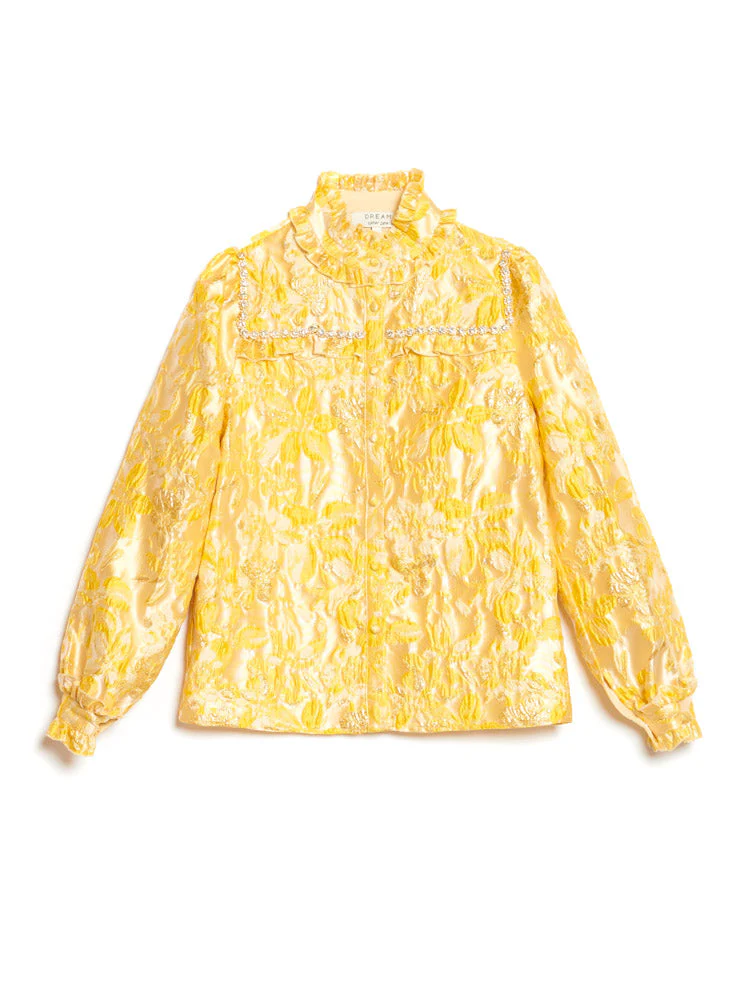 <b>DREAM</b> Ochre Jacquard Blouse - Image 7