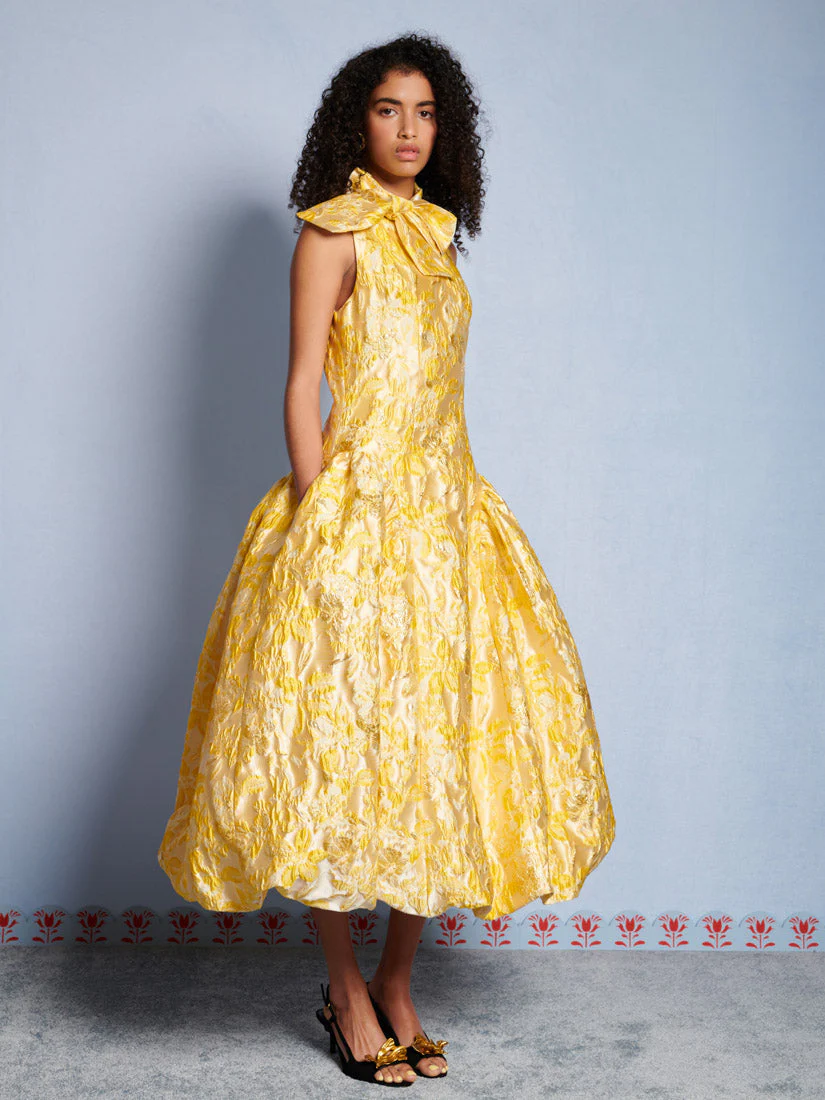 <b>DREAM</b> Ochre Jacquard Midi Dress
