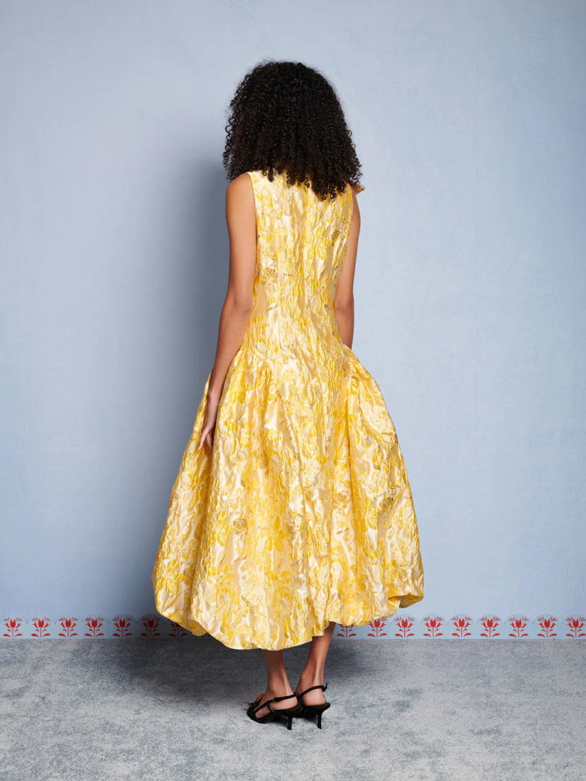 <b>DREAM</b> Ochre Jacquard Midi Dress - Image 3