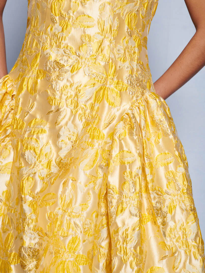 <b>DREAM</b> Ochre Jacquard Midi Dress - Image 6