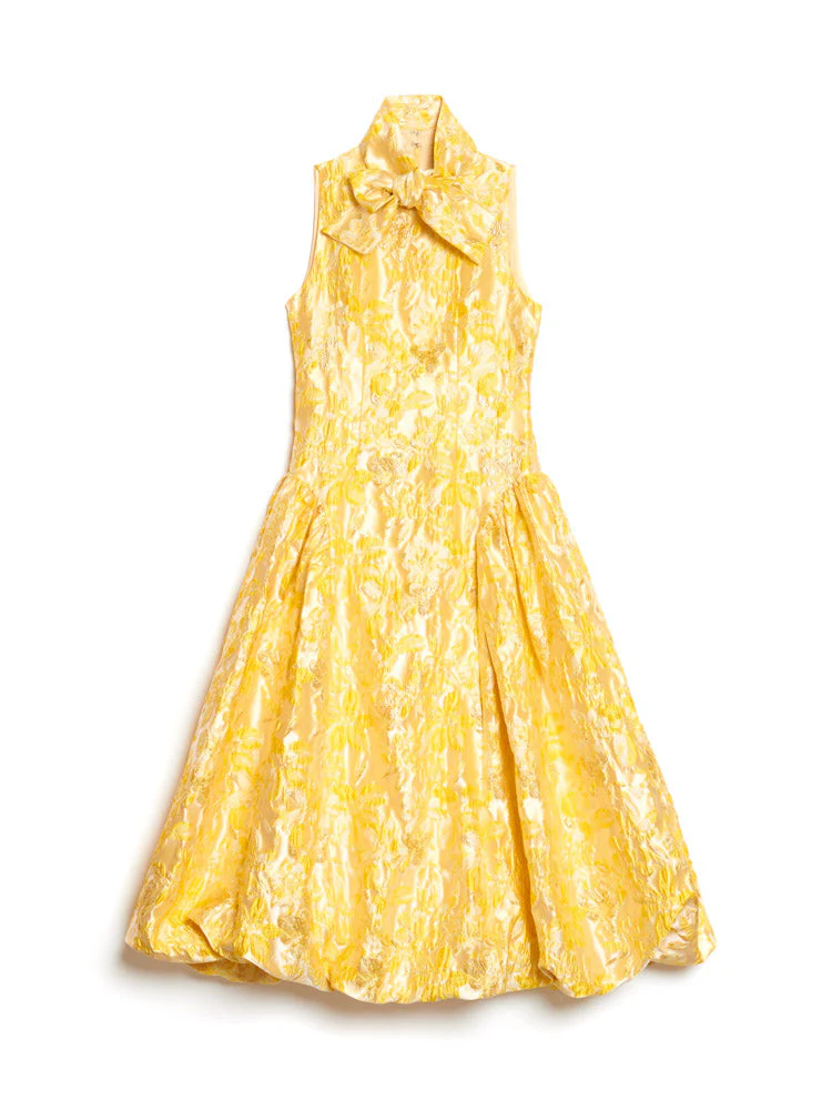 <b>DREAM</b> Ochre Jacquard Midi Dress - Image 7