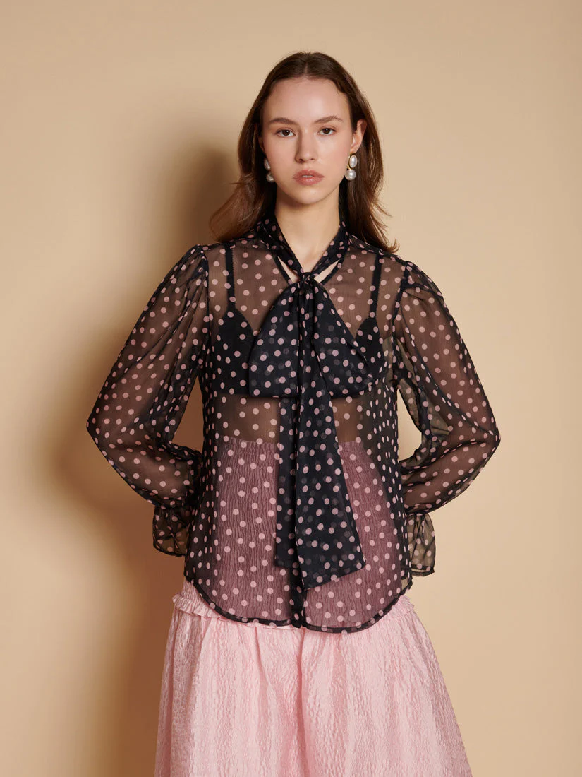 Painterly Polka Chiffon Blouse