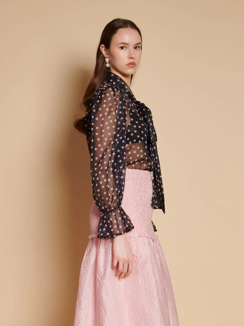 Painterly Polka Chiffon Blouse - Image 2
