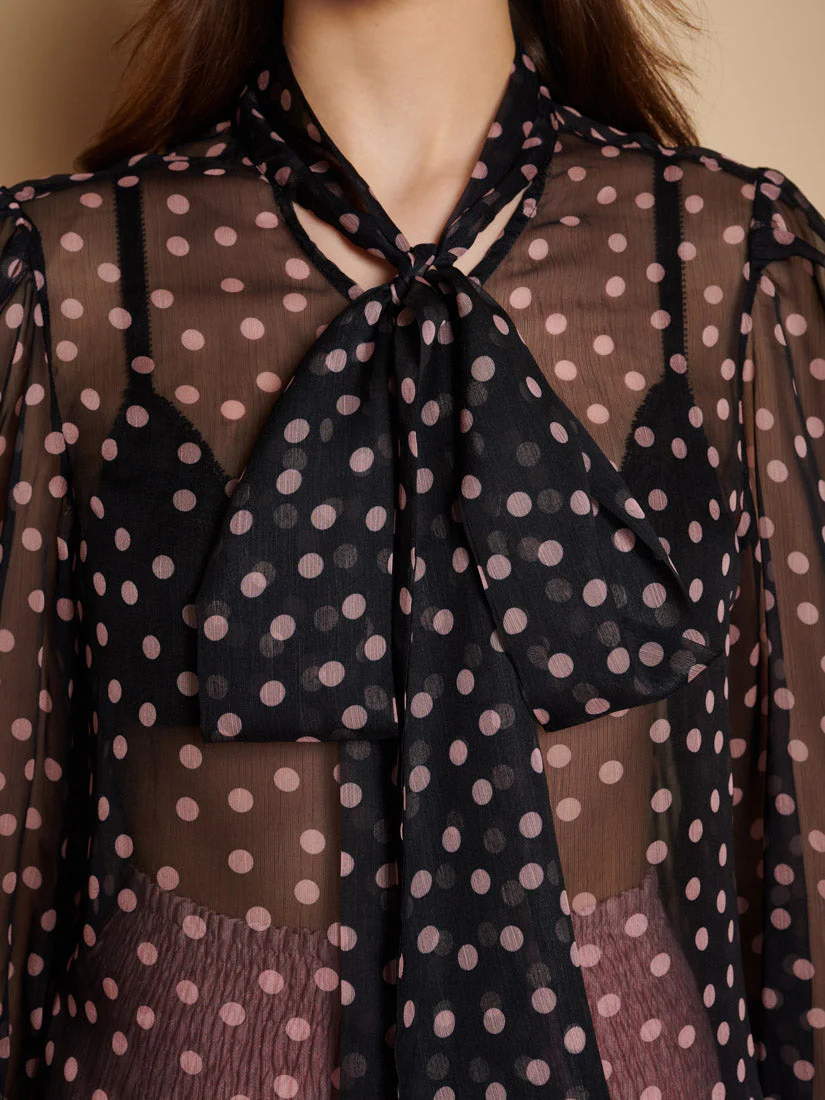 Painterly Polka Chiffon Blouse - Image 6
