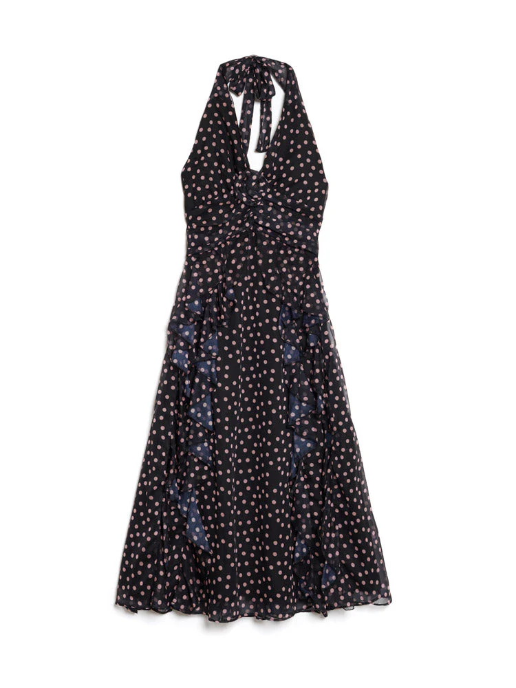 Painterly Polka Chiffon Midi Dress - Image 7